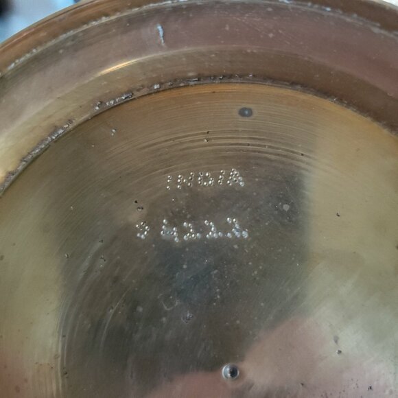 BRASS VASE 6" Wide Mouth Bud Pedestal Patina Metal Made in India #4222 - Picture 4 of 6